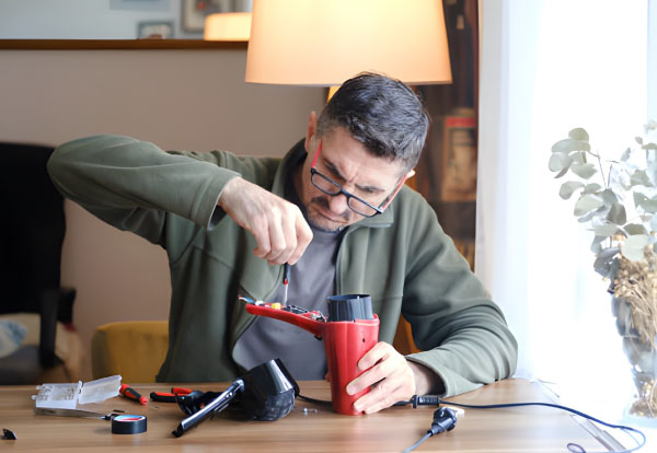 پاک کردن بدنه سشوار با دستمال میکروفایبر و اسپری تمیزکننده ملایم