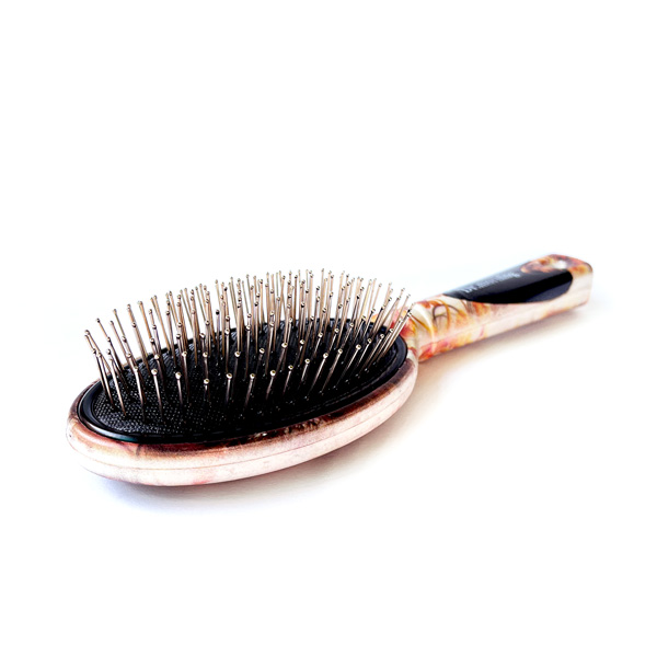 برس تخت سیمی با دندانه‌های فلزی ضد زنگ و پد نرم مناسب برای صاف کردن مو