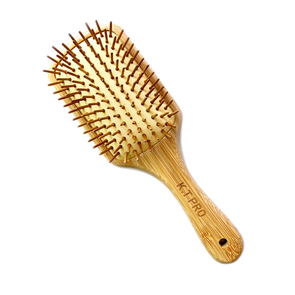 برس تخت چوبی ضد الکتریسیته ساخته شده از چوب بامبو طبیعی برای موهای خشک و وزدار